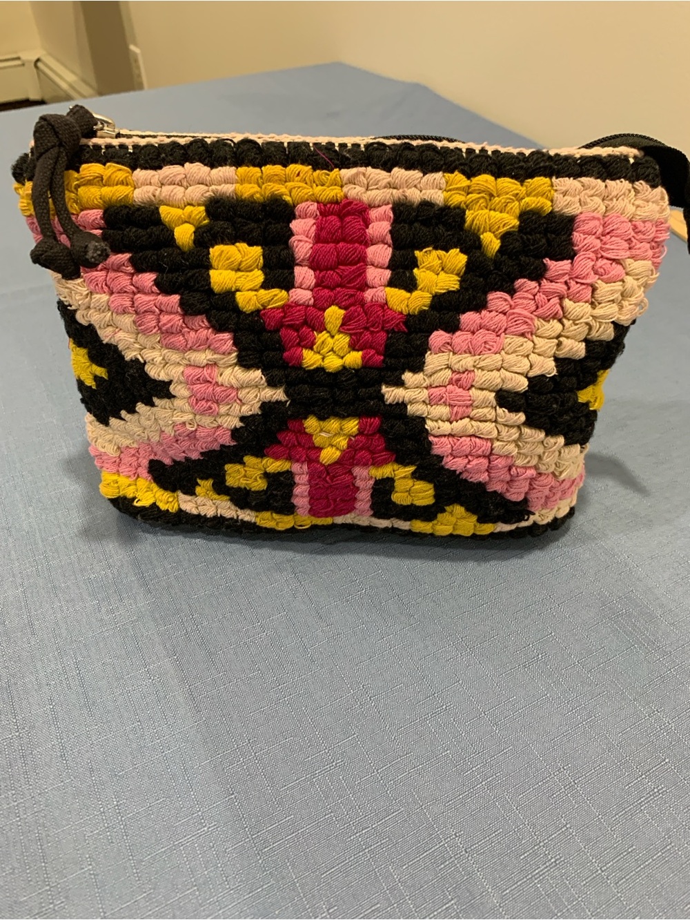 Express Women Multicolor Geometric Zip Cotton Thread Fabric Clutch 10" x 8"